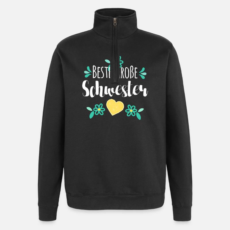 Beste Große Schwester - Quarter-Zip-Sweatshirt - Schwarz