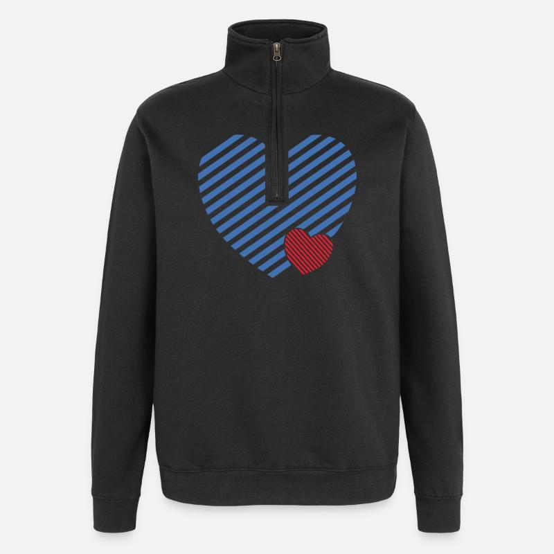Double Heart - Design textile gift idea - Quarter-Zip Sweatshirt - black