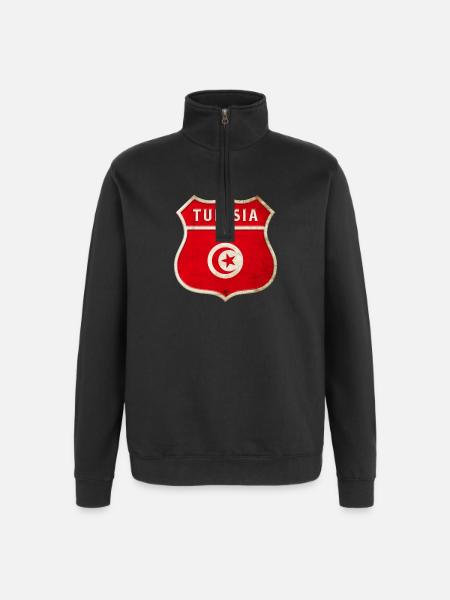 Tunisie Armoiries Drapeaux Design - Sweat à zip 1/4 - noir