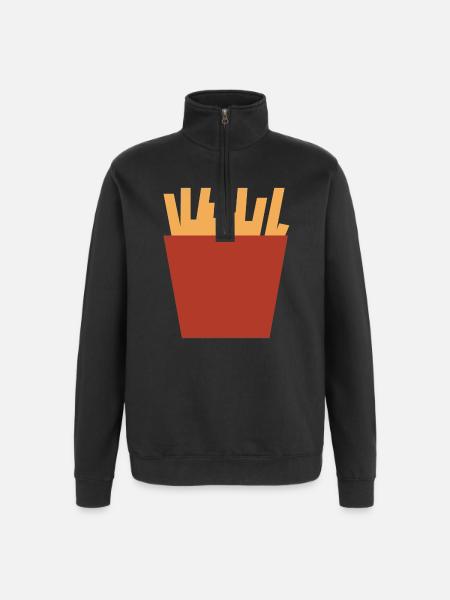 sac de frites Français - Sweat à zip 1/4 - noir