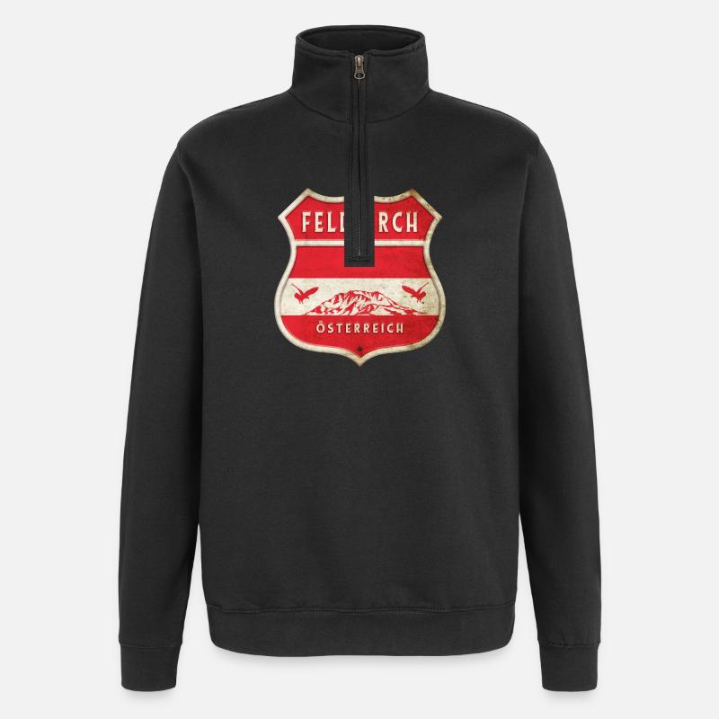 Feldkirch Autriche Armoiries Drapeaux Design - Sweat à zip 1/4 - noir