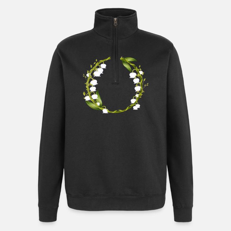 délicate couronne printanière de muguet - Sweat à zip 1/4 - noir