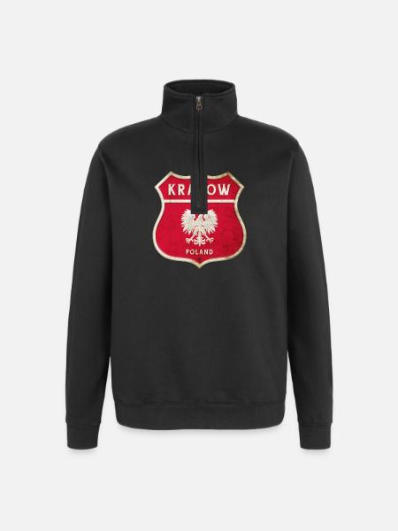Krakow Poland Coat of Arms Flags Design - Quarter-Zip Sweatshirt - black