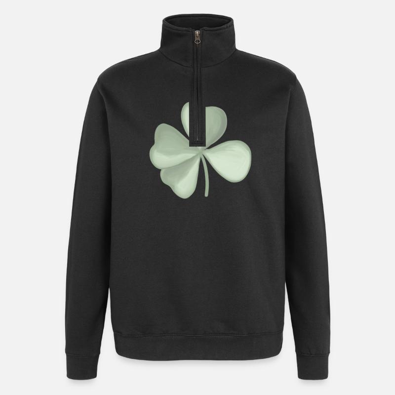 Pastel à feuilles de trèfle - Sweat à zip 1/4 - noir