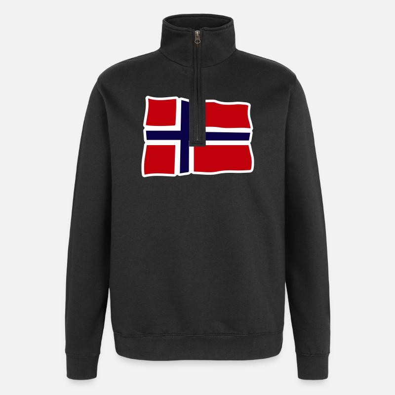 Norvège Drapeau ondulé Croix - Sweat à zip 1/4 - noir