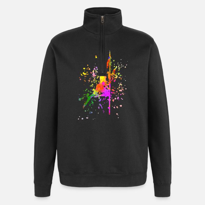 Pole Dance Fitness Farbspritzer Poledance - Quarter-Zip-Sweatshirt - Schwarz