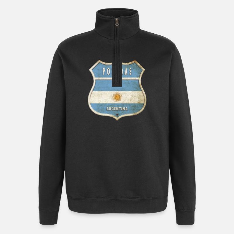 Posadas Argentine Armoiries Drapeaux Design - Sweat à zip 1/4 - noir