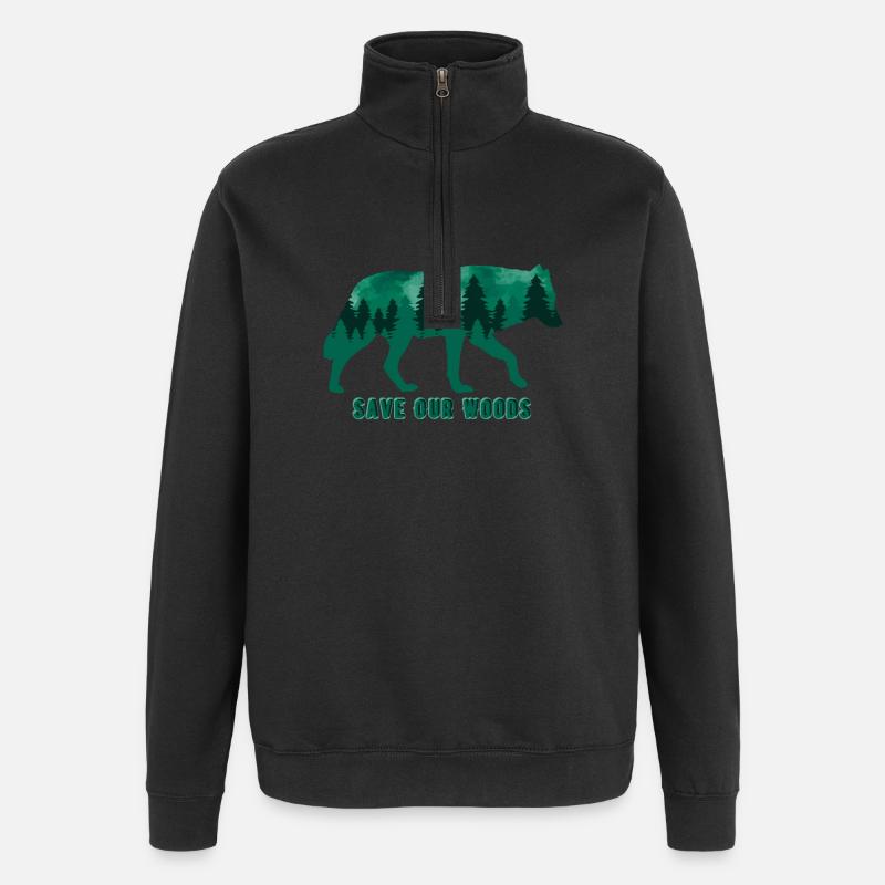 Climate Change Environmental Protection Wolf - Quarter-Zip Sweatshirt - black