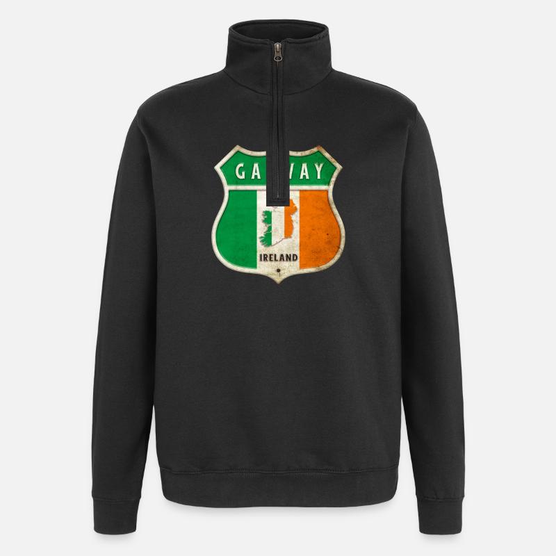 Galway Irlande Armoiries Drapeaux Design - Sweat à zip 1/4 - noir