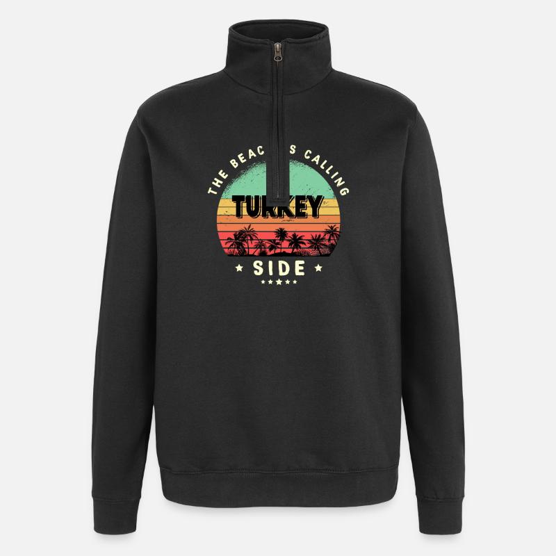 Design de plage Side Turkey - Sweat à zip 1/4 - noir
