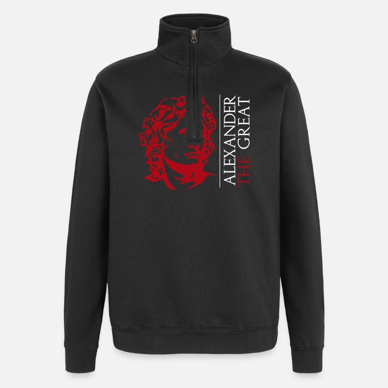 Alexander der Große Rote Büste - Quarter-Zip-Sweatshirt - Schwarz