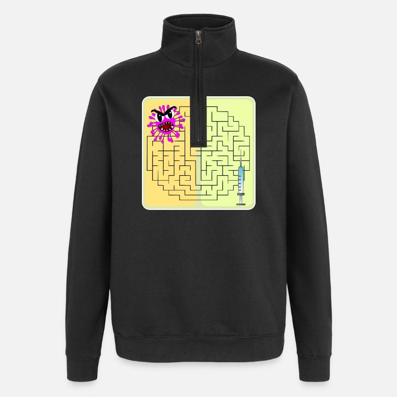 Rätsel Virus - Quarter-Zip-Sweatshirt - Schwarz