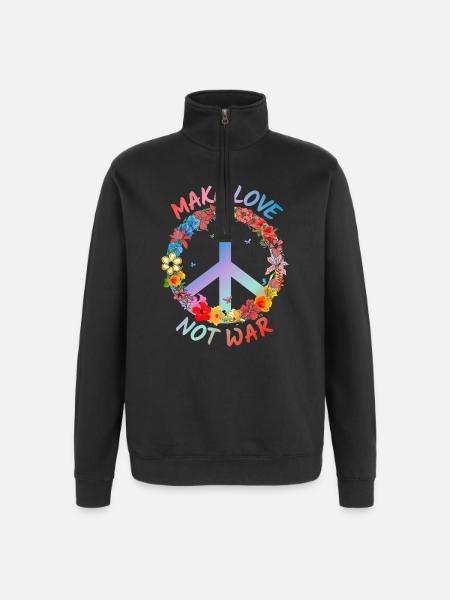 Make Love Not War - Quarter-Zip-Sweatshirt - Schwarz