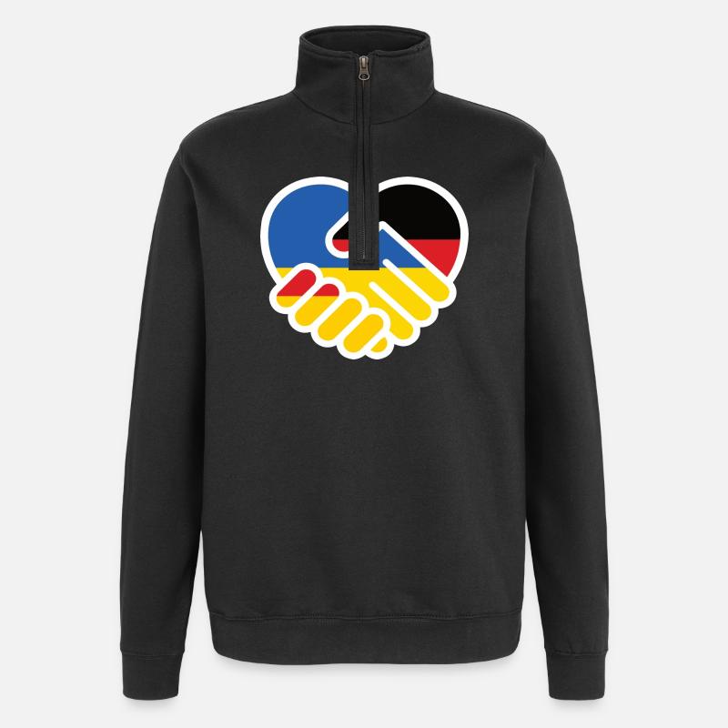 Solidarity Heart GermanyUkraine - Quarter-Zip Sweatshirt - black