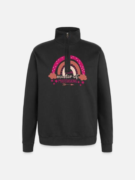 Mom Queen of Rainbow Multitasking - Quarter-Zip Sweatshirt - black