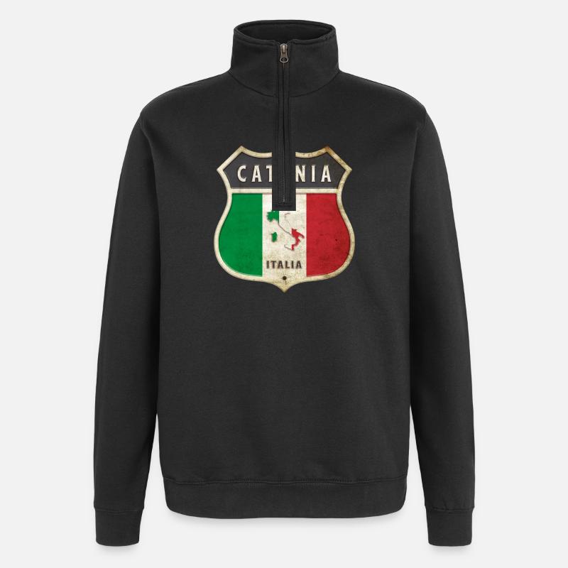 Catane Italie Armoiries Drapeaux Design - Sweat à zip 1/4 - noir