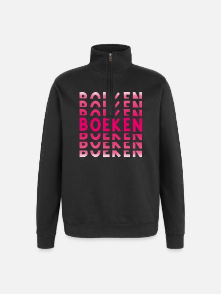 Books in pink gradient - Quarter-Zip Sweatshirt - black