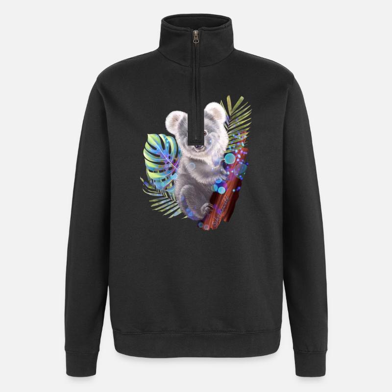 Koala - Sweat à zip 1/4 - noir