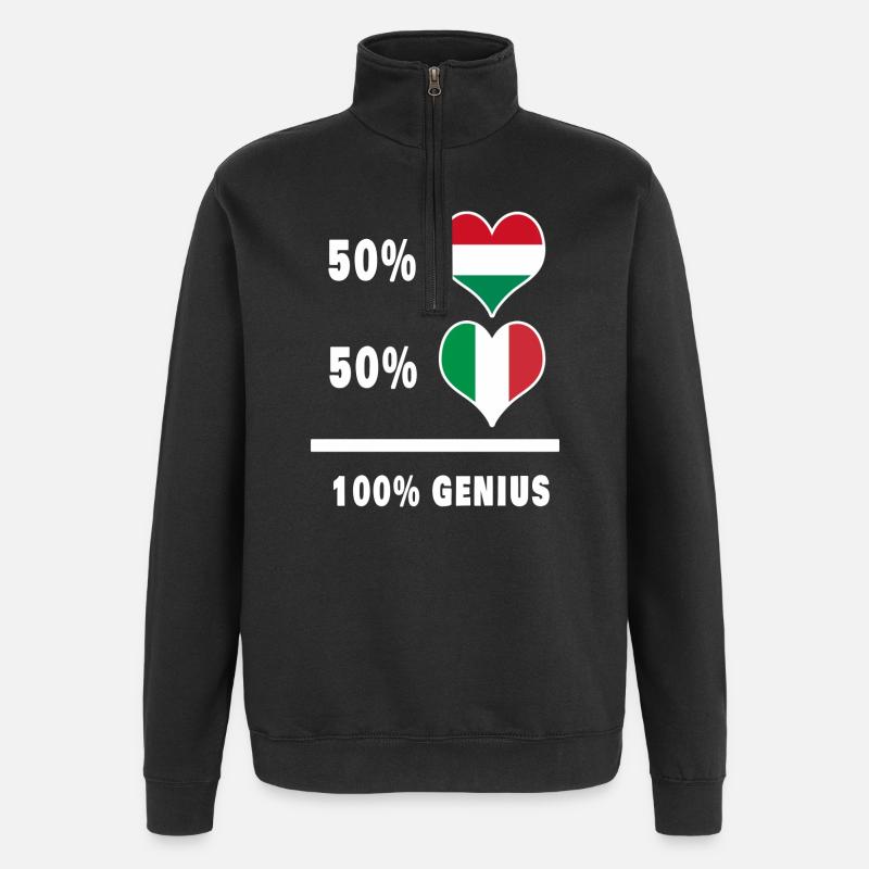 Italien und Ungarn genial / Geschenk - Quarter-Zip-Sweatshirt - Schwarz