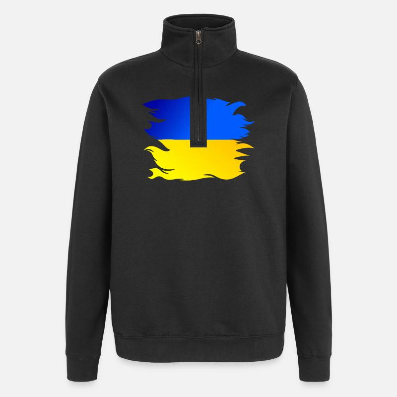 Drapeau de l’Ukraine Drapeau - Sweat à zip 1/4 - noir