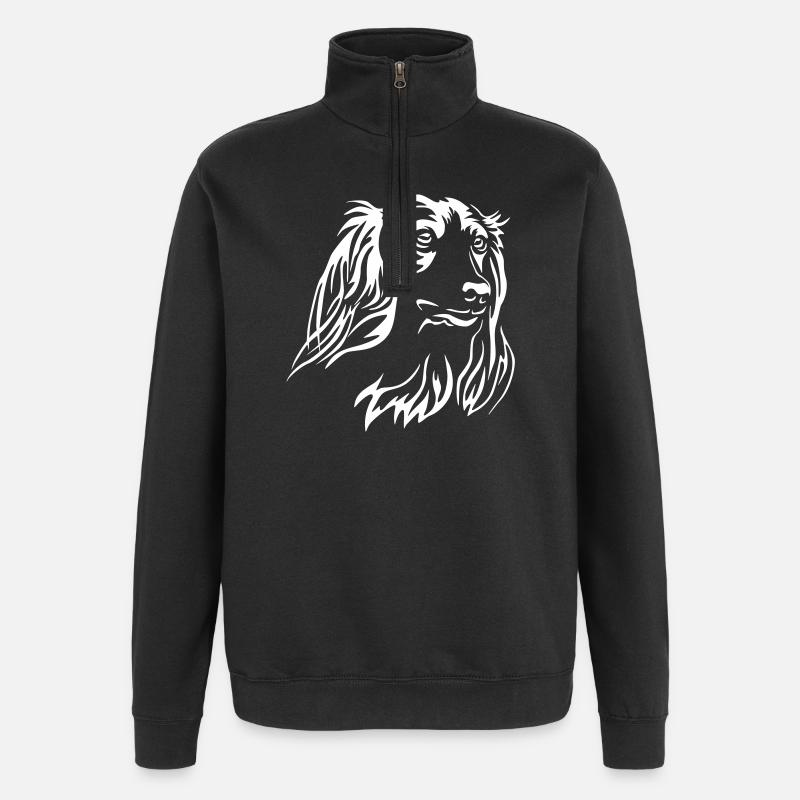 Tête de teckel « Black Edition » - Sweat à zip 1/4 - noir