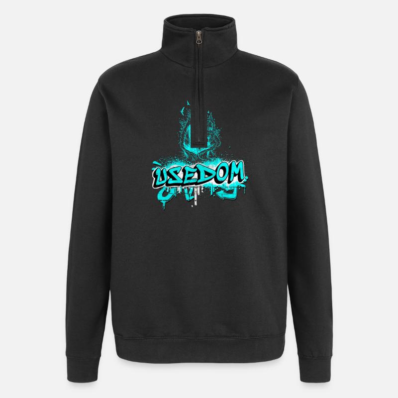 Usedom Leuchtturm Design / Geschenkidee - Quarter-Zip-Sweatshirt - Schwarz