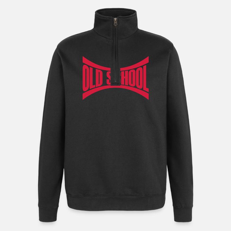 Logo Old School - Sweat à zip 1/4 - noir