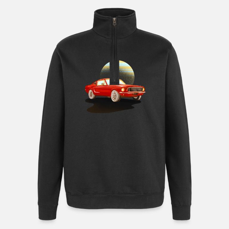 Auto rotes Auto - Quarter-Zip-Sweatshirt - Schwarz