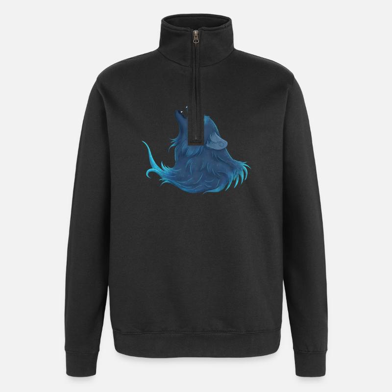 Heulender blauer Wolf - Guide Loup Bleu - Quarter-Zip-Sweatshirt - Schwarz
