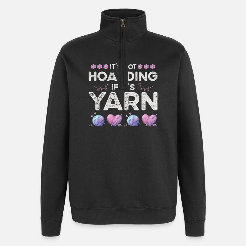 Knitting Yarn Wool Stash Crochet - Quarter-Zip Sweatshirt - black