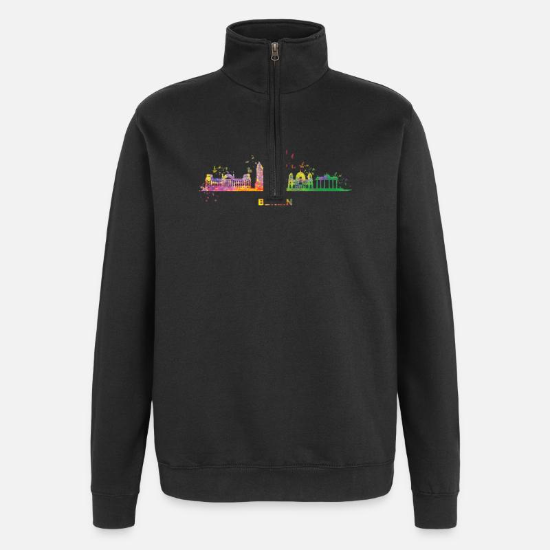 Berlin Skyline Bunt Berliner Fernsehturm - Quarter-Zip-Sweatshirt - Schwarz