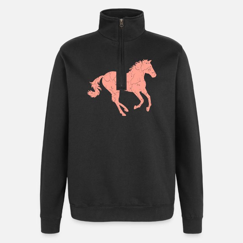 Galoppierendes Pferd - Quarter-Zip-Sweatshirt - Schwarz