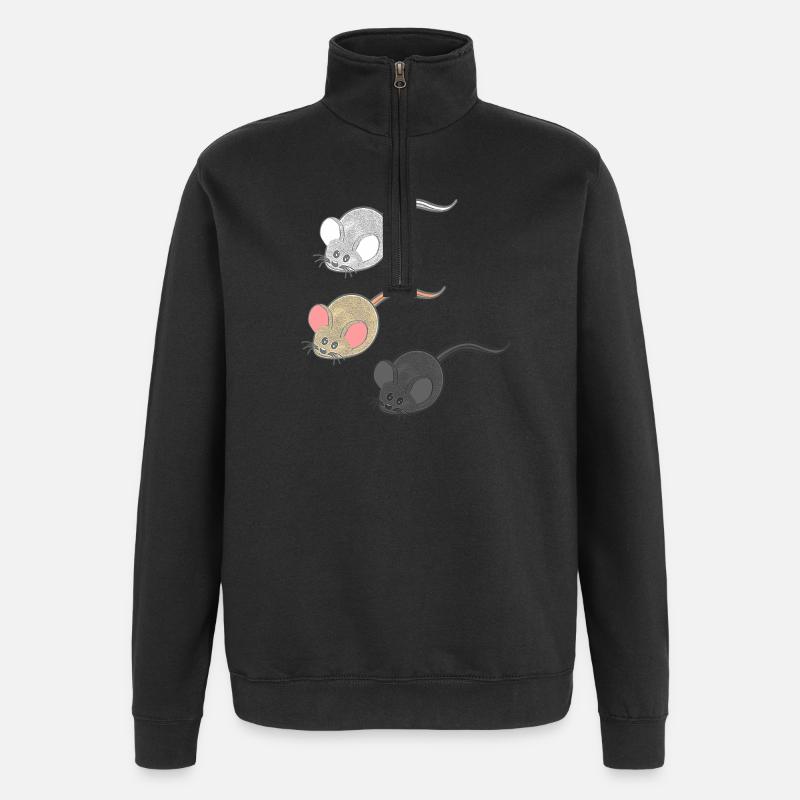 geschenkideen mäuse, Drei Mäuse, Mäuse Fan - Quarter-Zip-Sweatshirt - Schwarz