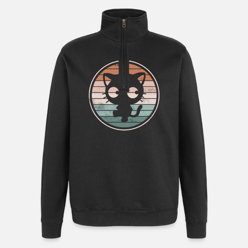 Katze Katzen - Quarter-Zip-Sweatshirt - Schwarz
