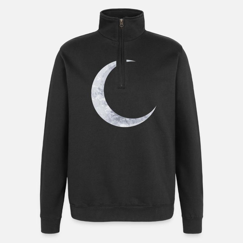 delicate shimmering silver moon - Quarter-Zip Sweatshirt - black
