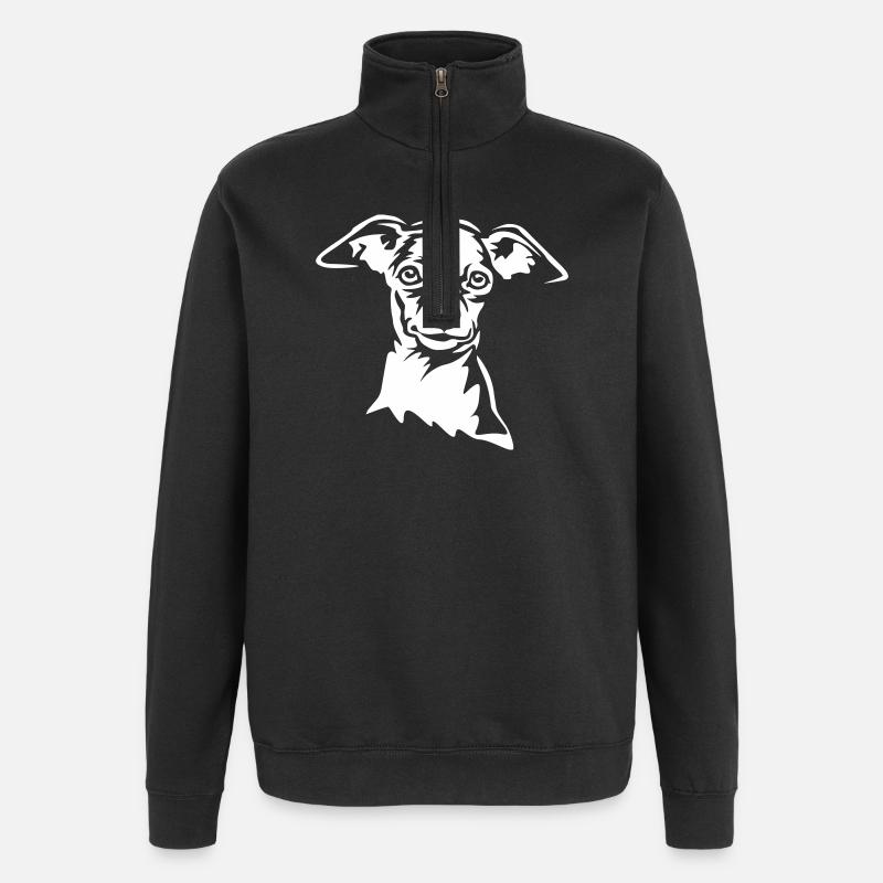 Zwergpinscher Head « Black Edition » - Sweat à zip 1/4 - noir