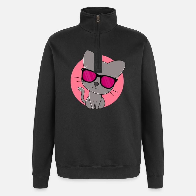 Cute grey kitten - Quarter-Zip Sweatshirt - black
