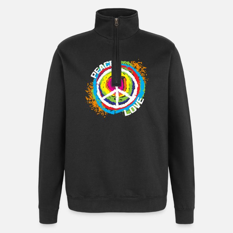 Liebe Frieden Spruch Friedenszeichen Weltfrieden - Quarter-Zip-Sweatshirt - Schwarz