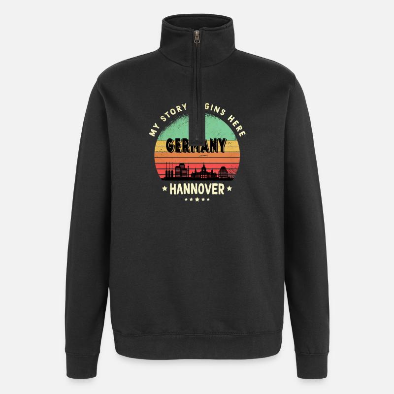 Hannover Germany skyline design - Quarter-Zip Sweatshirt - black