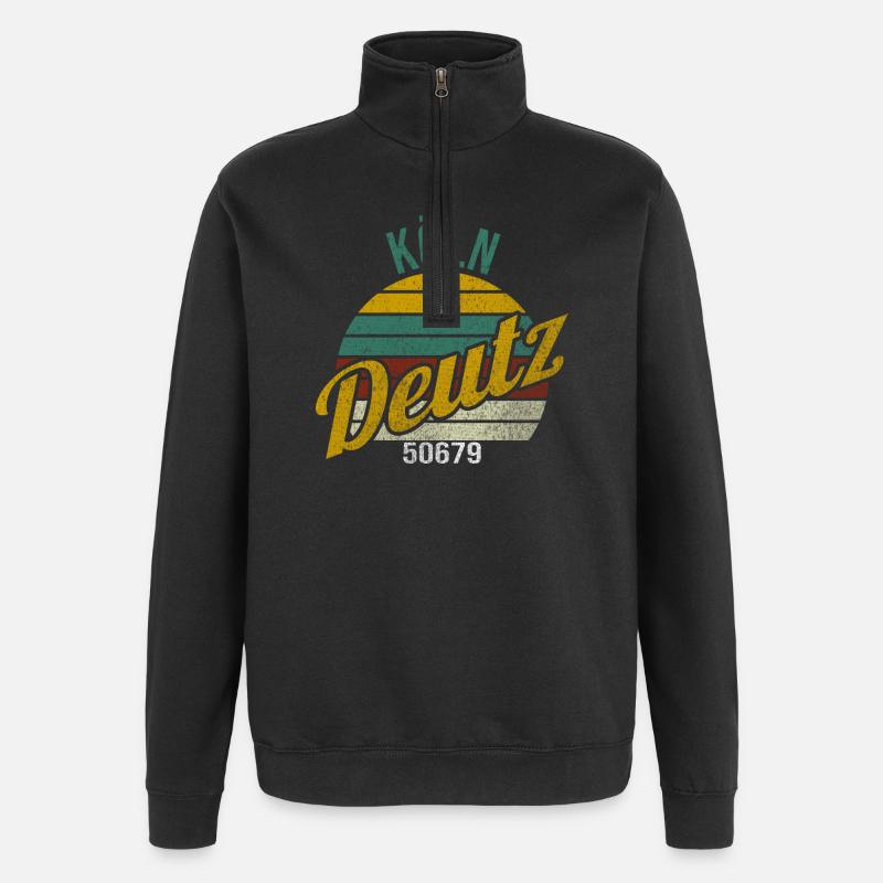 Kölsche Veedel - Köln-Deutz - Quarter-Zip-Sweatshirt - Schwarz