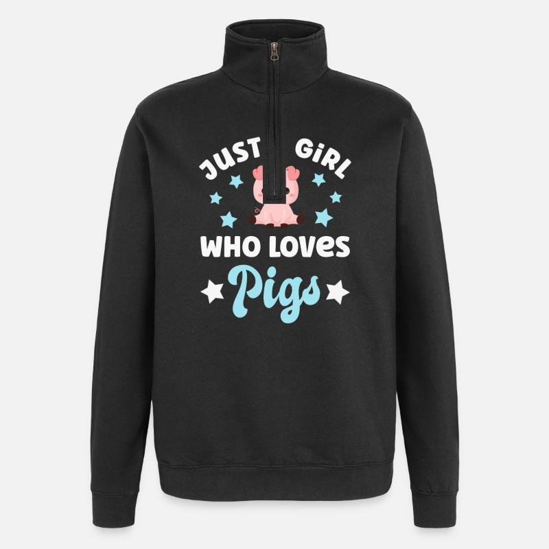 Pig Pigs - Quarter-Zip Sweatshirt - black
