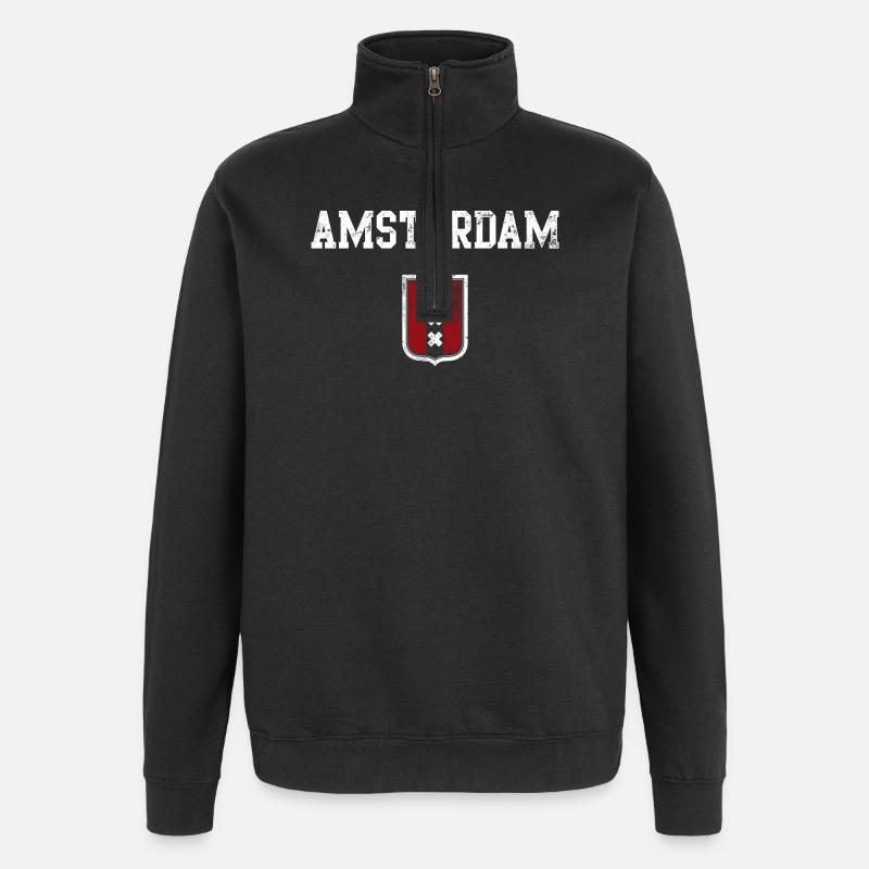 Motif du blason d’Amsterdam - Sweat à zip 1/4 - noir