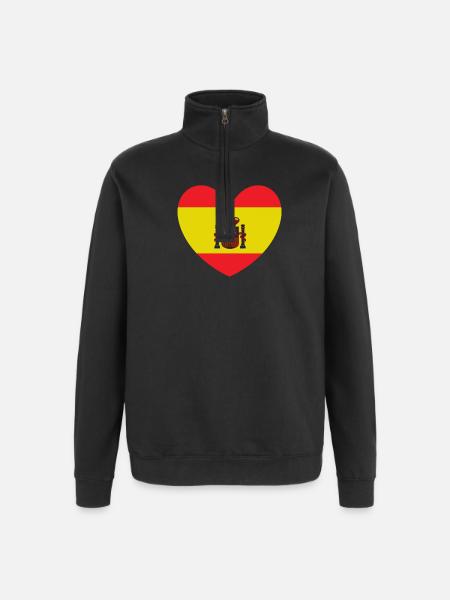 Heart Flag of Spain - Quarter-Zip Sweatshirt - black