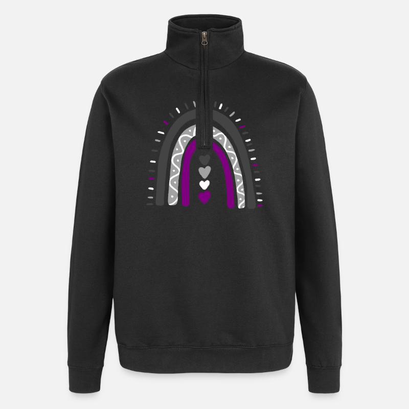 Boho Rainbow Ace Pride asexué - Sweat à zip 1/4 - noir