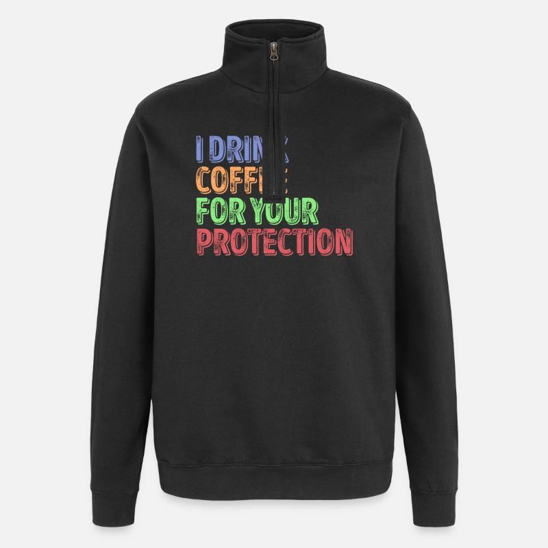 Koffein Kaffe Humorvoll Statement Kaffeeliebhaber - Quarter-Zip-Sweatshirt - Schwarz