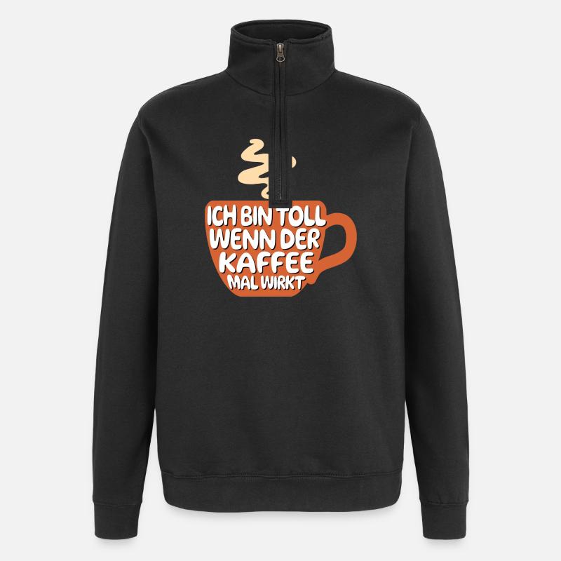 Cool Statement Kaffee Koffein Kaffeeliebhaber - Quarter-Zip-Sweatshirt - Schwarz