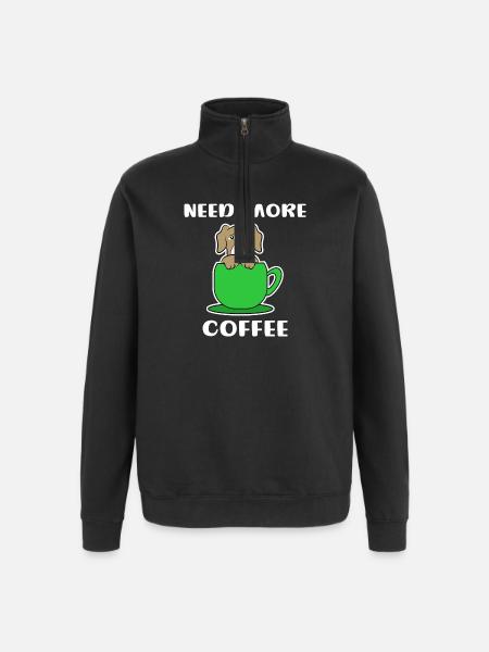 Statement Kaffee Hund Koffein Kaffeetasse - Quarter-Zip-Sweatshirt - Schwarz