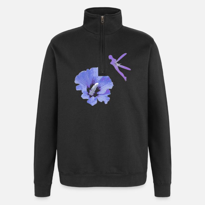bezaubernde elfen oberteile, Hibiskusblüte - Quarter-Zip-Sweatshirt - Schwarz