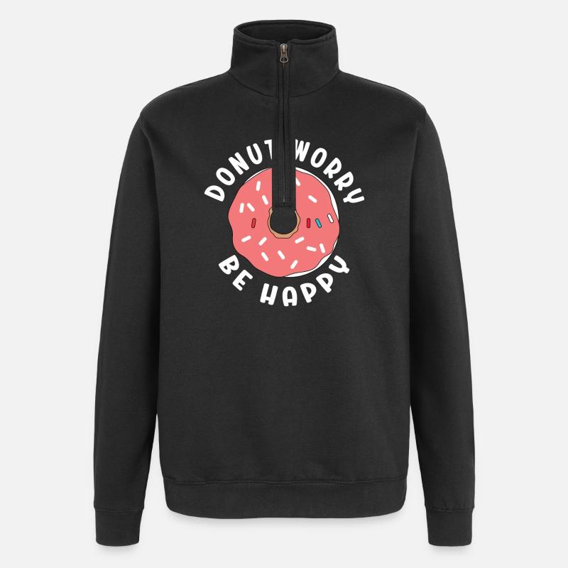 Donut Sorge Sei glücklich - Quarter-Zip-Sweatshirt - Schwarz