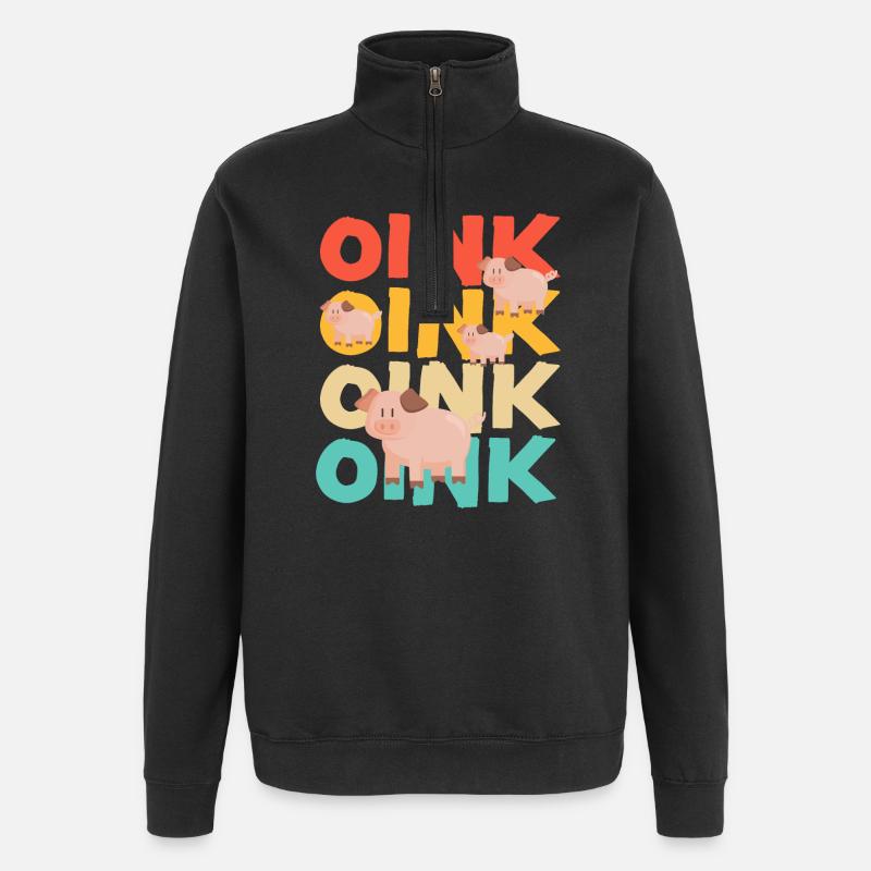 Cochon - Oink Oink Oink Oink - Sweat à zip 1/4 - noir